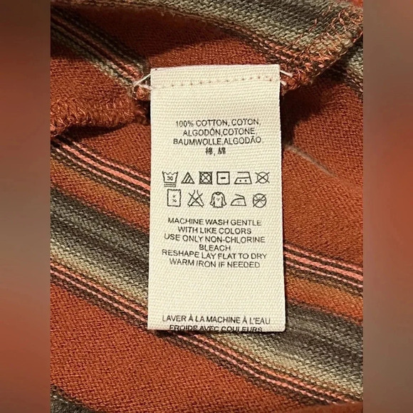 Free People New Romantics 3/4 Sleeve Burnt Orange Striped Dress Scoop Back Sz Sm - Picture 4 of 7